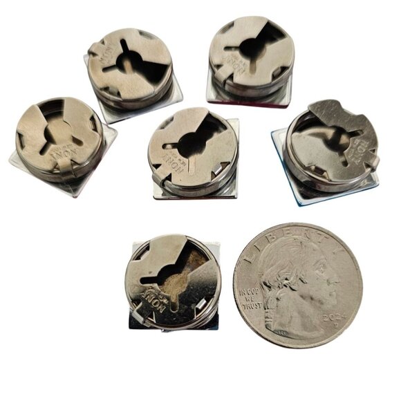 Square Multi-Colored Gemstone Metal Button Covers Set of 6 Holiday Wear - Picture 3 of 4